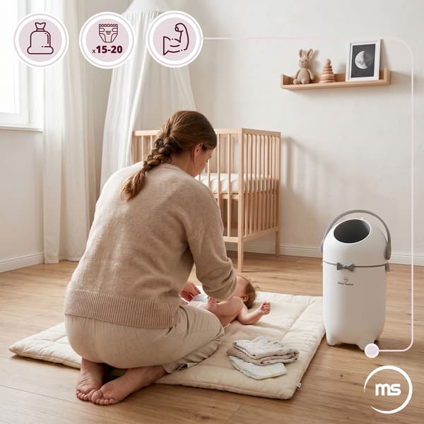 Moby-System blöjhink med luktspärr – vit och grå