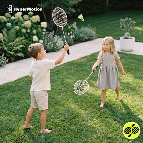 Badmintonset för 2 spelare med racketar och boll rosa