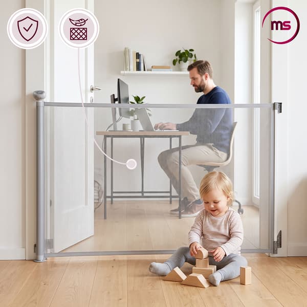 Moby-System HOMESAFE rullattava turvaportti 140 cm, harmaa