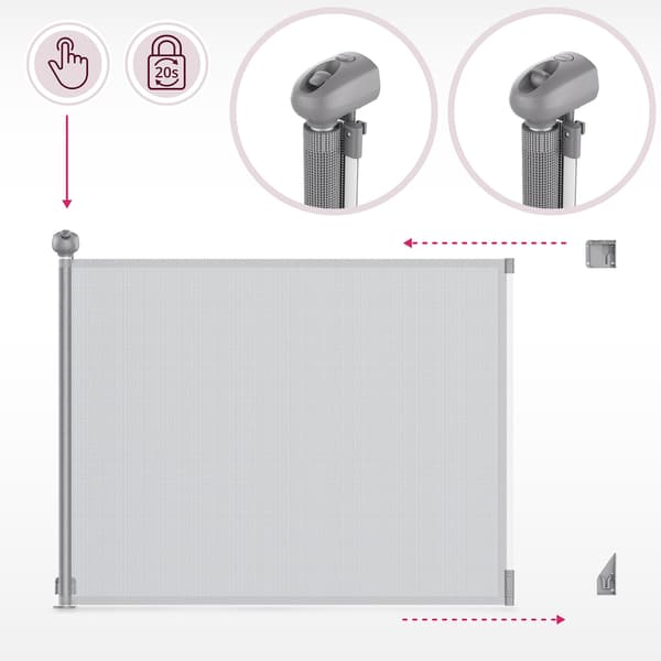 Moby-System STAIRSAFE utdragbar trappgrind 140 cm – grå