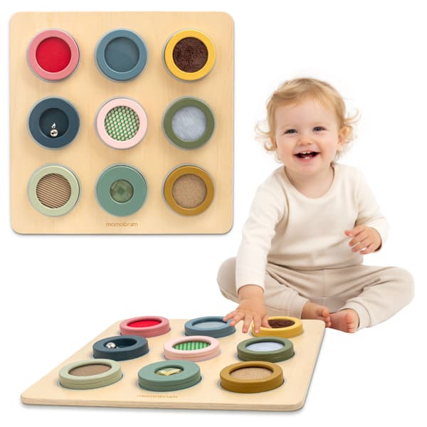 Montessori sensorisk træbræt med 9 teksturer