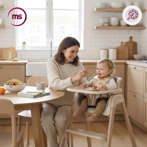 Lumo 3i1 hopfällbar barnmatstol Moby-System – beige