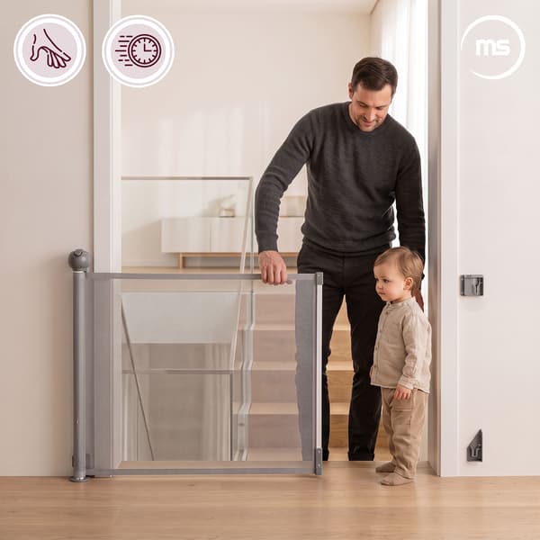 Moby-System STAIRSAFE utdragbar trappgrind 140 cm – grå