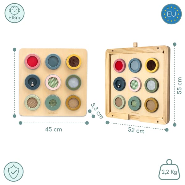 Montessori sensorinen puutaulu – 9 tekstuuria