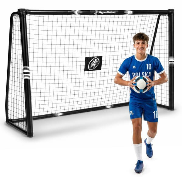 Fodboldmål 240x160 cm stålmål med net sort | HyperMotion