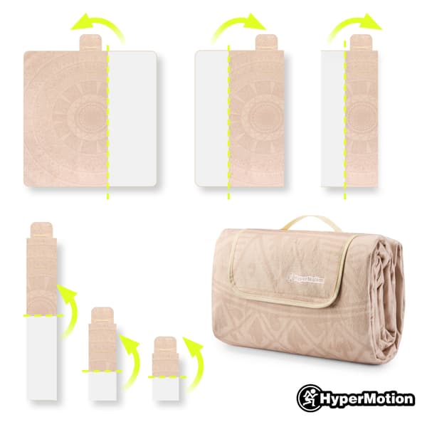 HyperMotion XXL picknickfilt 200×200 cm – beige boho-mandala