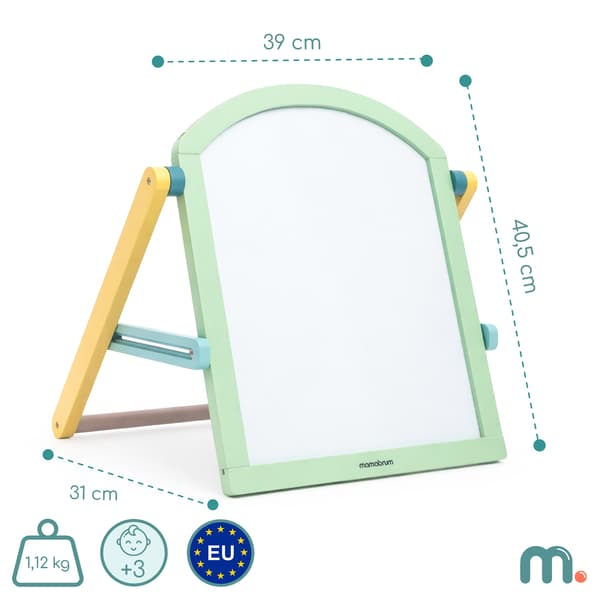 Dubbel barnritbräda magnetisk & krita med stativ – Mamabrum