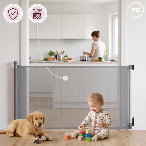 Moby-System SAFEGUARD rullattava turvaportti 140 cm, harmaa