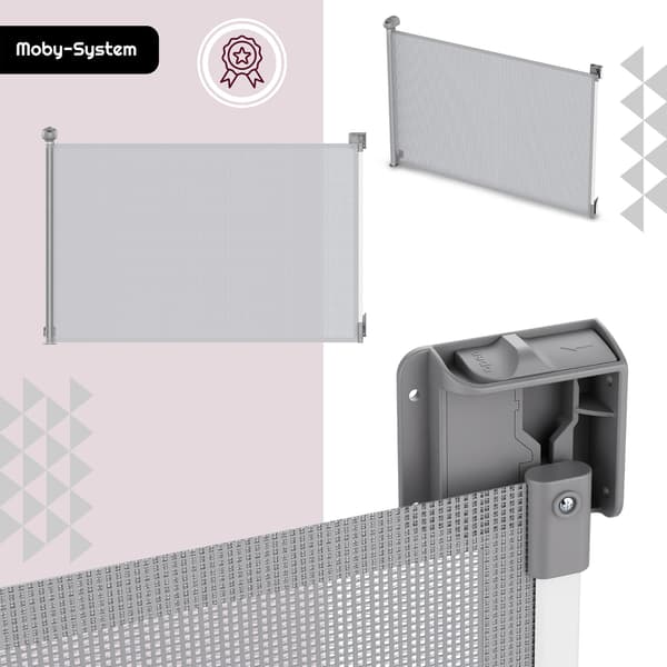 Moby-System STAIRSAFE utdragbar trappgrind 140 cm – grå