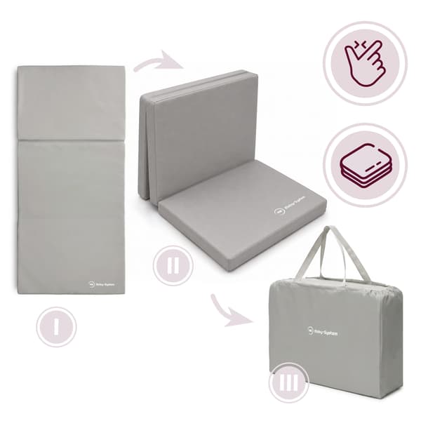 Moby-System vikbar madrass 120×60 cm – grå