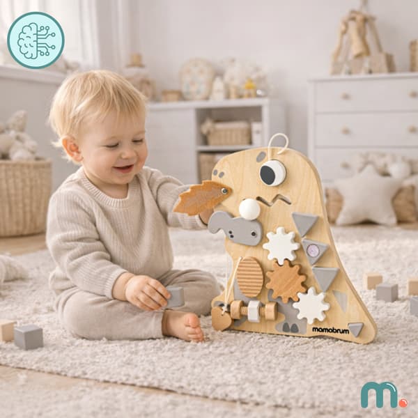 Mamabrum Montessori aktivitetsbræt dinosaur 10 i 1 sensorisk