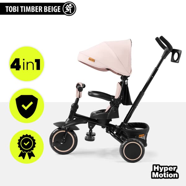 Trehjulet Cykel til Børn 1-5 År Sammenklappelig 360° Beige