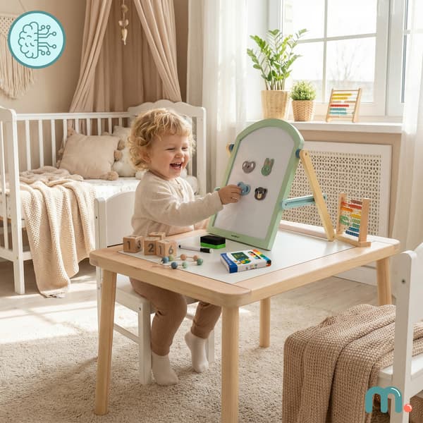 Dubbel barnritbräda magnetisk & krita med stativ – Mamabrum