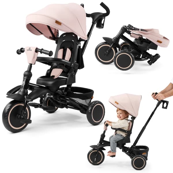 Trehjulet Cykel til Børn 1-5 År Sammenklappelig 360° Beige