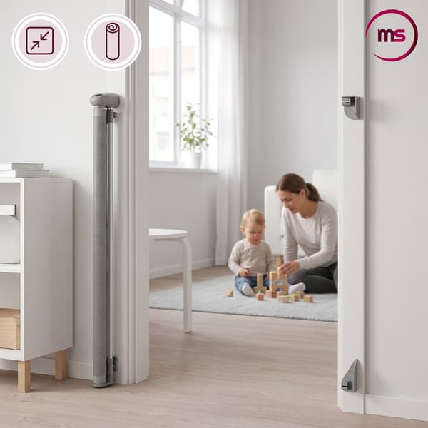 Moby-System HOMESAFE utdragbar säkerhetsgrind 140 cm – grå
