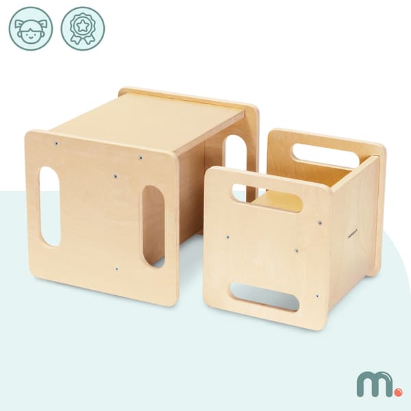 Montessori barnbord och stol 6-i-1 i trä – Mamabrum