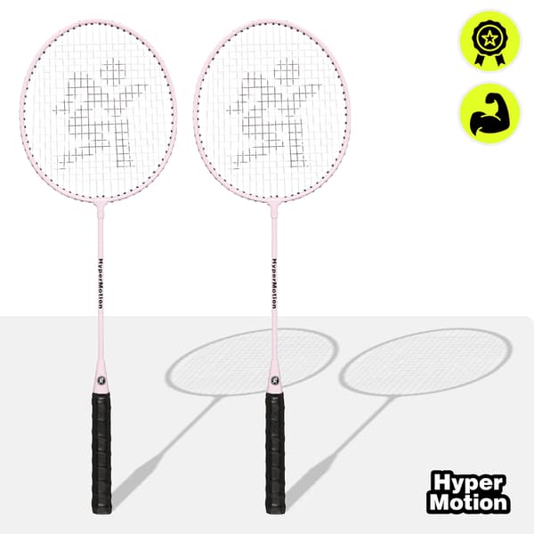 Badmintonset för 2 spelare med racketar och boll rosa