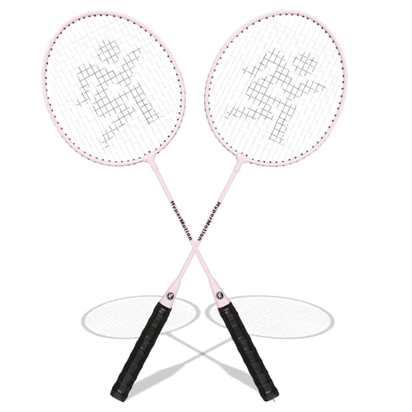 Badmintonset för 2 spelare med racketar och boll rosa