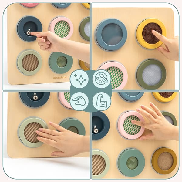 Montessori sensorinen puutaulu – 9 tekstuuria