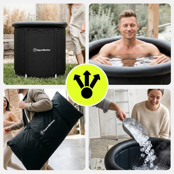 Sammenklappeligt isbad 330 L med låg til kuldeterapi HyperMotion