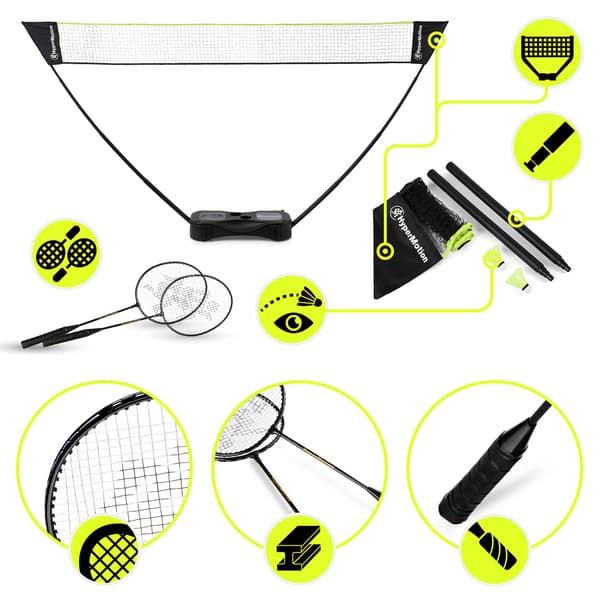 Bærbart badmintonsæt med net og kuffert | HyperMotion 2 stk