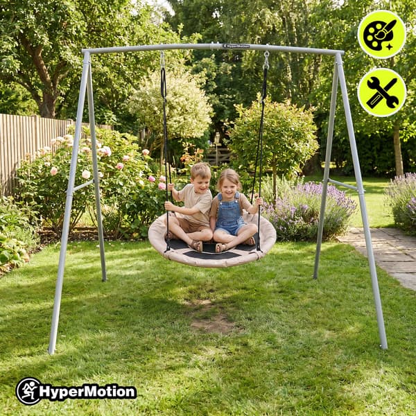 HyperMotion pesäkeinu telineellä 100 cm – harmaa-beige