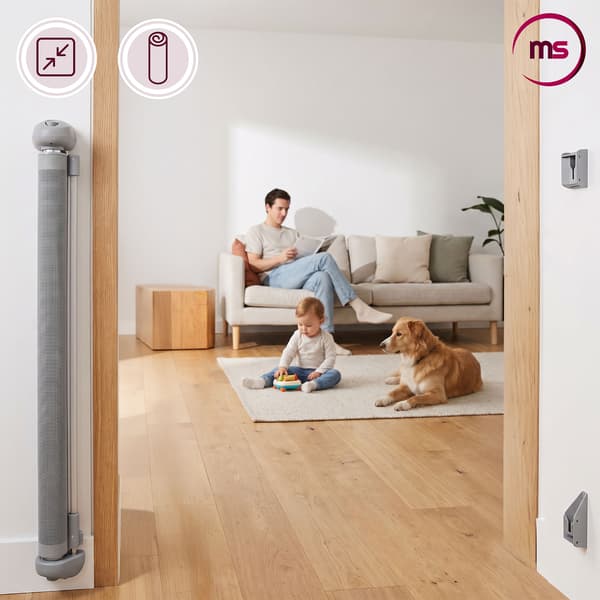 Moby-System SAFEGUARD udtrækkelig sikkerhedsgitter 140 cm, grå