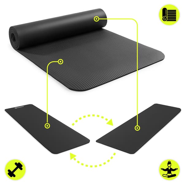 HyperMotion yogamåtte NBR 8 mm sort med rem