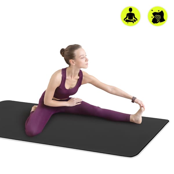 HyperMotion yogamåtte NBR 8 mm sort med rem