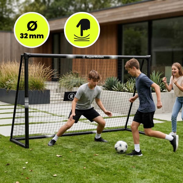 Fodboldmål 240x160 cm stålmål med net sort | HyperMotion