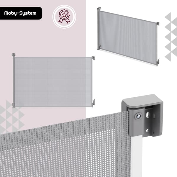 Moby-System HOMESAFE rullattava turvaportti 140 cm, harmaa