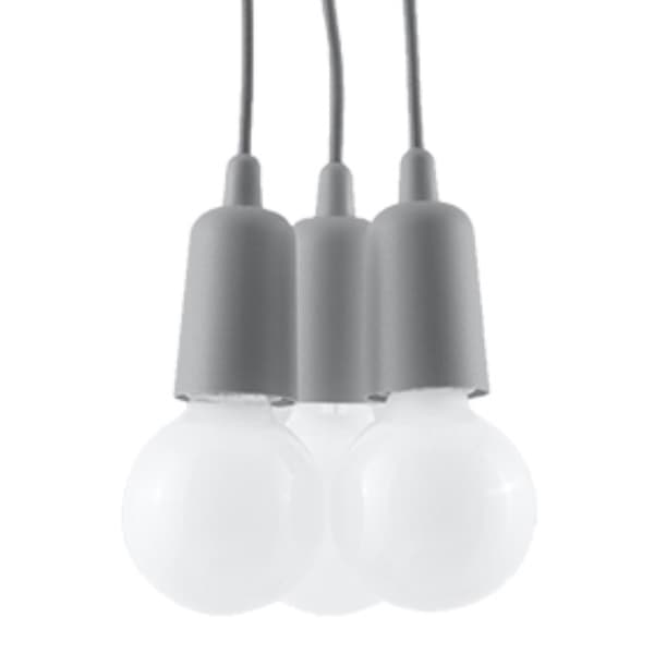 Diego Nickel 3-ljusgrå PVC-pendellampa E27 Max 15W LED