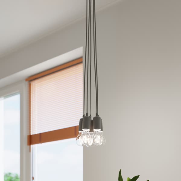 Diego Nickel 3-ljusgrå PVC-pendellampa E27 Max 15W LED