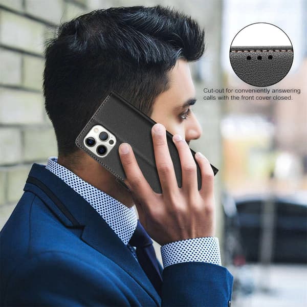 Plånboksfodral med RFID-blockering kompatibel med iPhone 16 Pro Max