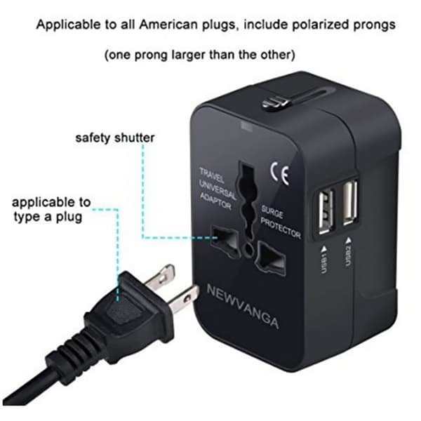 Universal 2st USB Reseadapter Väggadapter