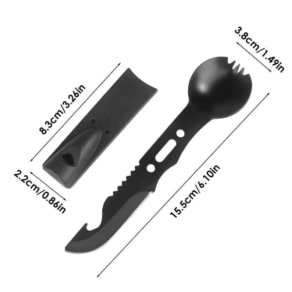 Multifunktionell skedkniv, backpacking tillbehör