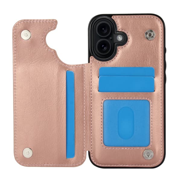 iPhone 17 Skal med Kortfack  Läderlook & Smart Magnetlåsning