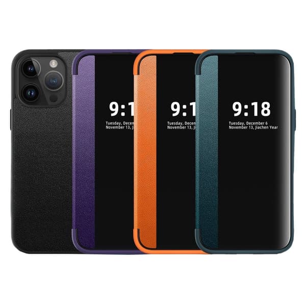 iPhone 14 Pro Max  Läderfodral med Visningsfönster