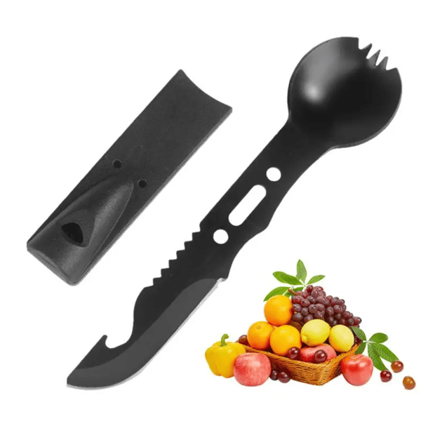 Multifunktionell skedkniv, backpacking tillbehör