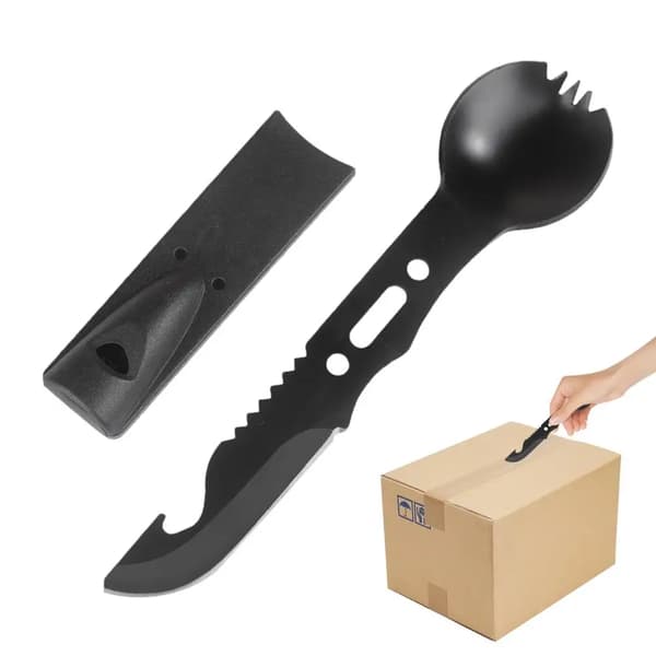 Multifunktionell skedkniv, backpacking tillbehör
