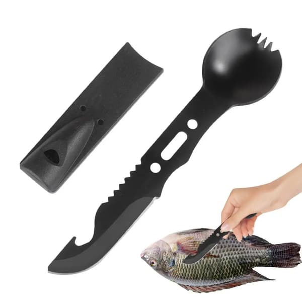 Multifunktionell skedkniv, backpacking tillbehör