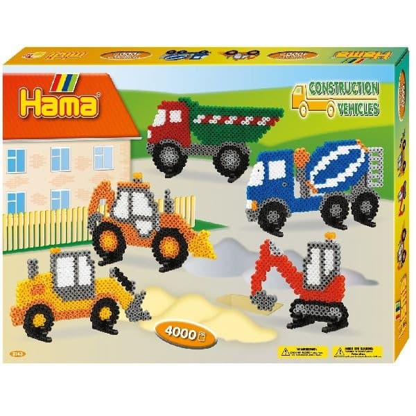 Hama Iron-on Beads Construction Vehicles - 4000 Pieces Craft Set