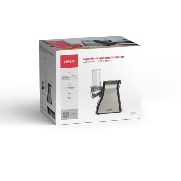 LIVOO DOP192 Electric Grater - Black and Grey - 4 Interchangeable Cones