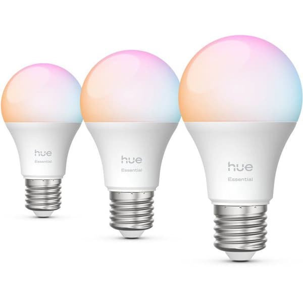 PHILIPS HUE Essential Bulbs Pack of 3 - E27 - A60 - White and Colored Light - 8W