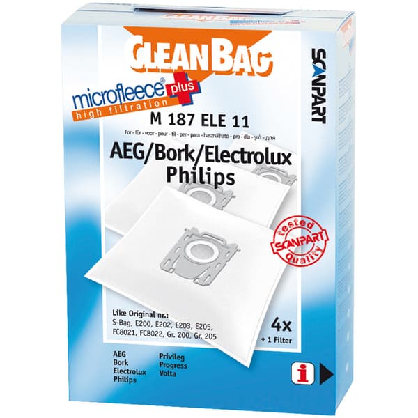 Scanpart M187ELE11 Microfleece+ S-Bag Dust Bag, 4-Piece Set
