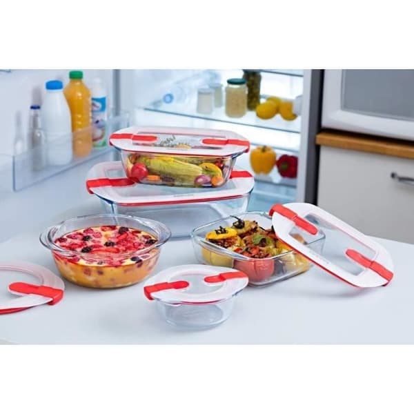PYREX Rectangular Container with Lid - 23 x 15 cm - 1.1 L - Cook & Heat - Borosilicate Glass