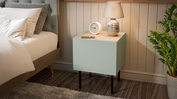 Cama Bedside Table 2 pcs. FELLINI 40x41x60 Olive + Oiled Oak Top