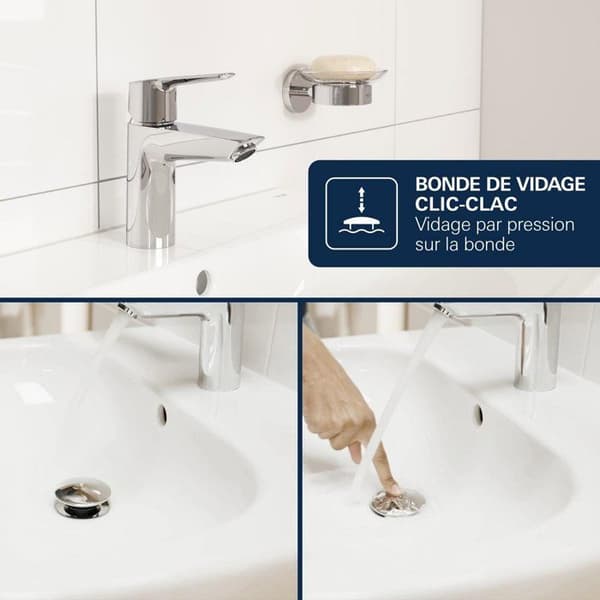GROHE Basin Mixer Tap - Size S - Click-clack - Chrome