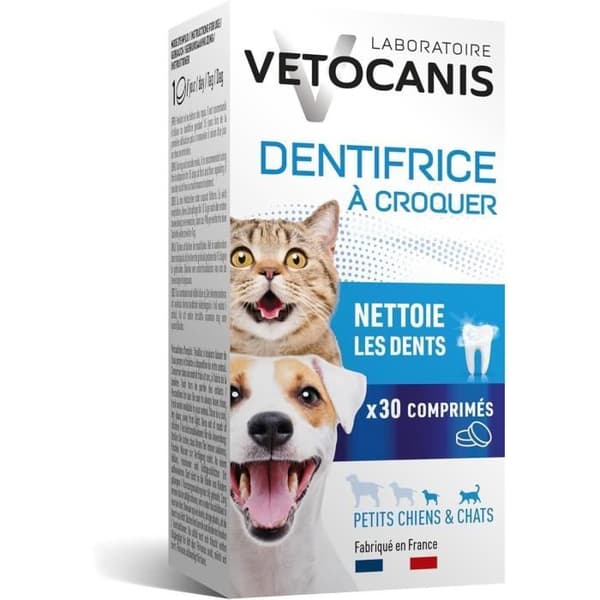 VETOCANIS Chewable Toothpaste - 30 Tablets for Cats and Small Dogs