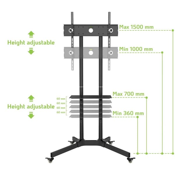 Techly Floor Trolley with Shelf Support for LCD/ LED/ Plasma 30-65 ICA-TR6